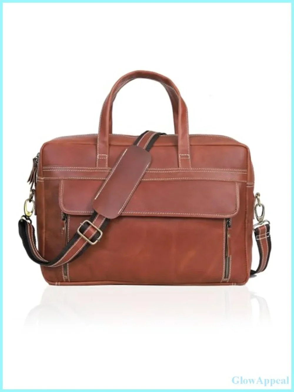 Full Grain Italian Leather Briefcase Laptop Bag Handcrafted